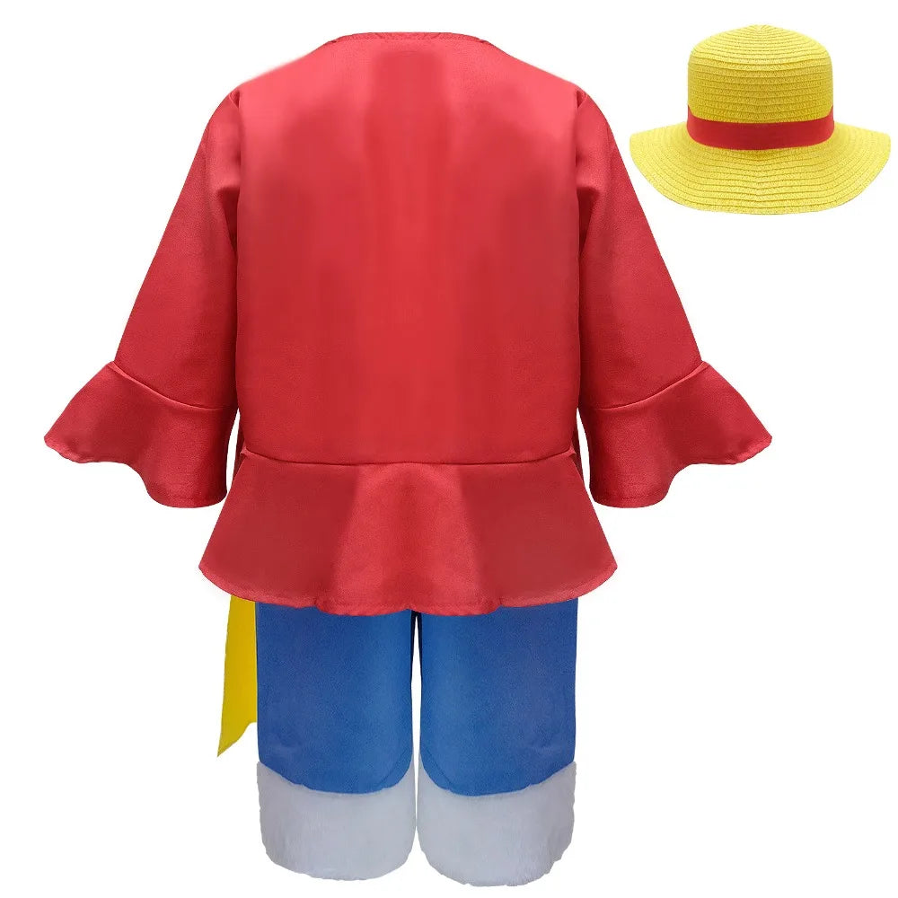 Anime Captain Cosplay Costume Disguise Tops Shorts Hat Full Set for Kids Boys Outfits Halloween Carnival Party Clothes Role Play