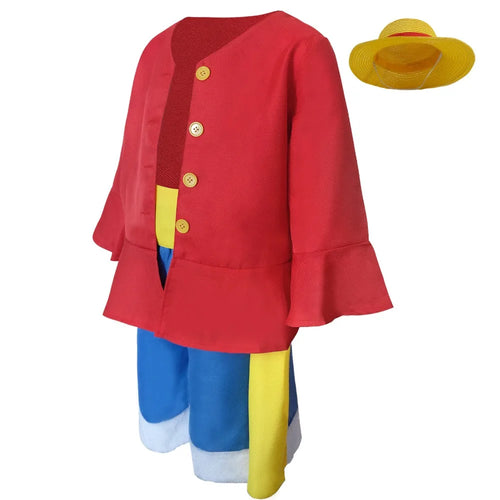 Anime Captain Cosplay Costume Disguise Tops Shorts Hat Full Set for Kids Boys Outfits Halloween Carnival Party Clothes Role Play
